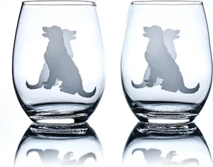 Golden Retriever Stemless Wine Glasses (Set of 2)