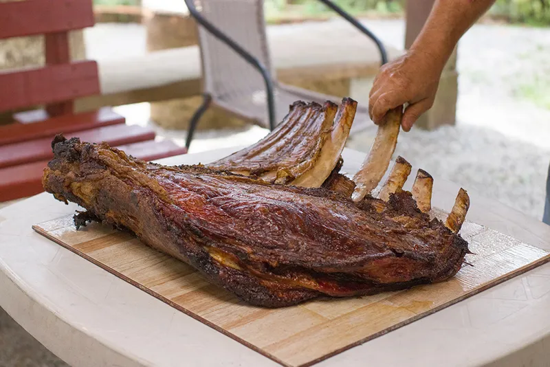 cooked beef ribs on the table