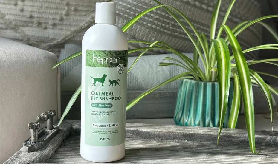 Hepper Oatmeal Shampoo on table