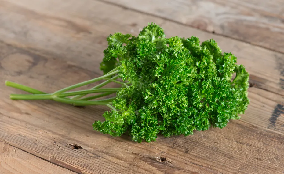 Fresh parsley on wood surface