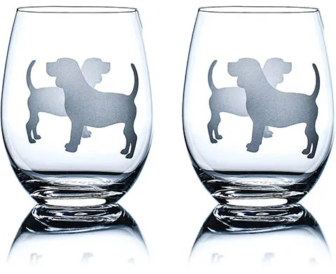 Beagle Stemless Wine Glasses