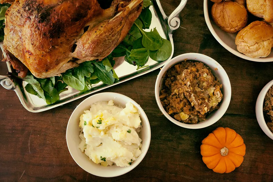 turkey on the table for thanksgiving