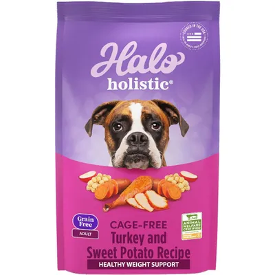 Halo Holistic Complete Digestive Health Grain-Free Turkey & Sweet Potato Dog Food Recipe Adult Dry Dog Food New