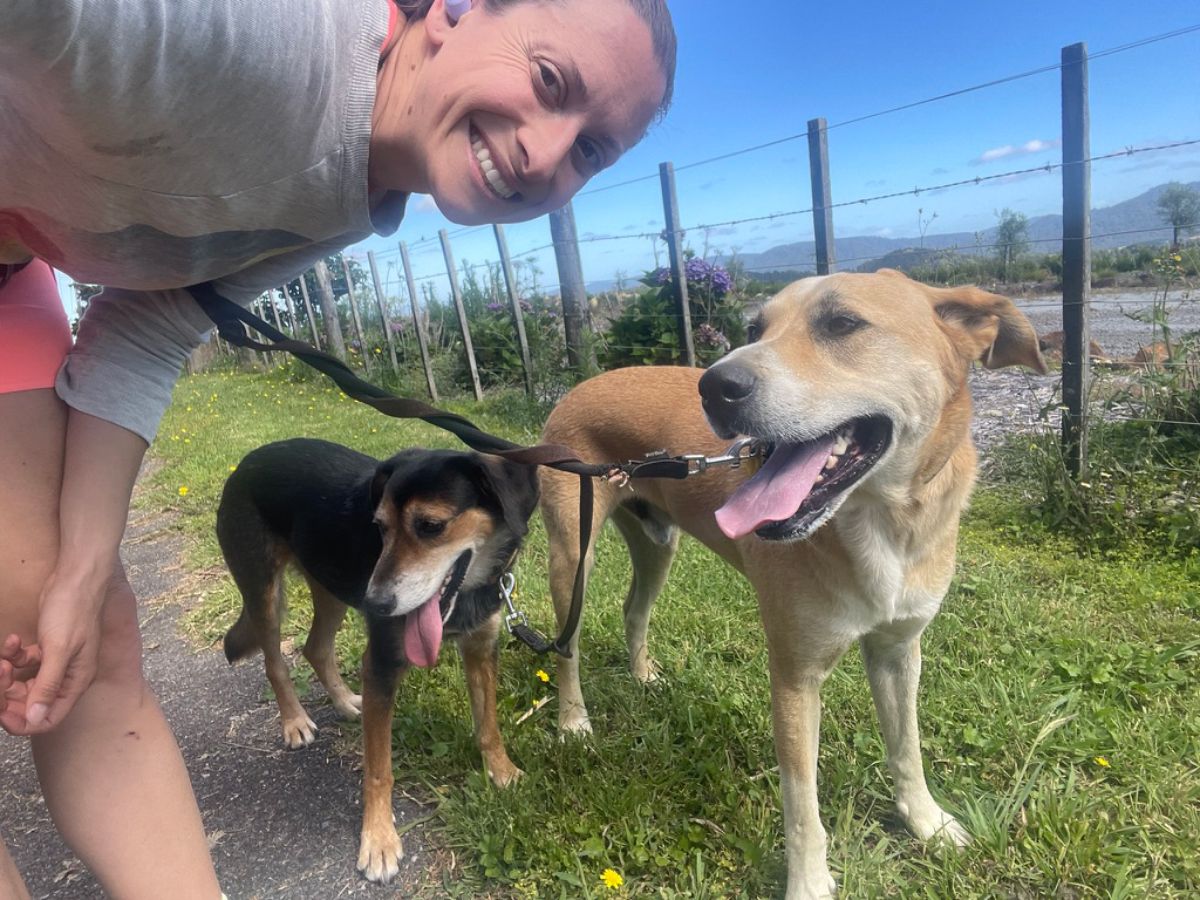 Nicole, Mac, and Rosa after a run in the sun