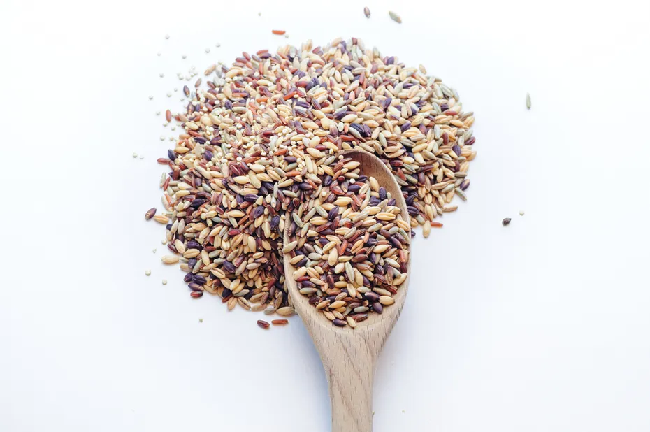 Wooden spoon with ancient grains