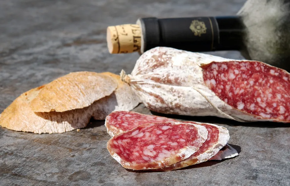 Bread with Salami cut