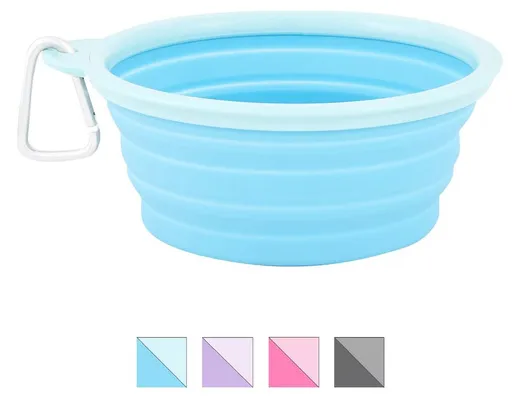 Prima Pets Collapsible Silicone Travel Dog &amp; Cat Bowl with Carabiner