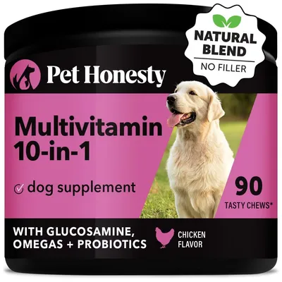 PetHonesty Multivitamin 10-in-1 Chicken Flavor Glucosamine, Omega-3 Vitamins for Dogs
