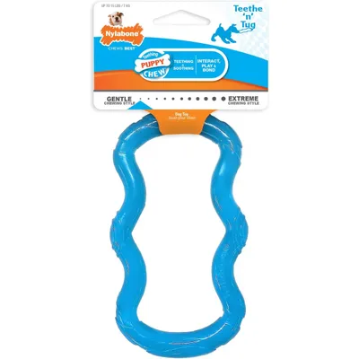Nylabone Puppy Teethe n' Tug Toy Blue 