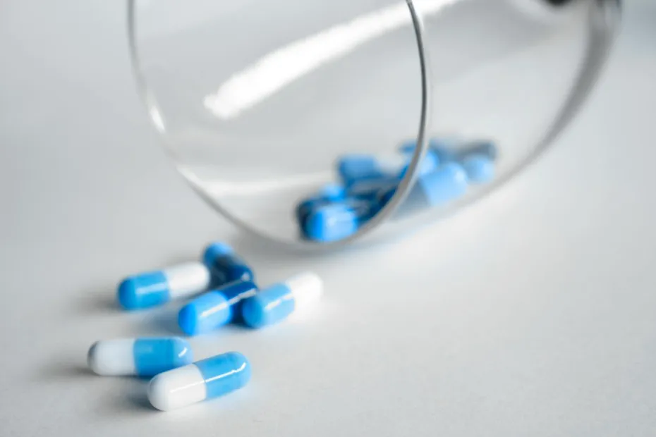 Blue and White Medication Pill