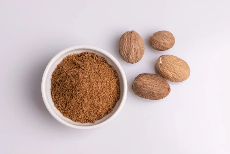 a bowl of ground nutmeg