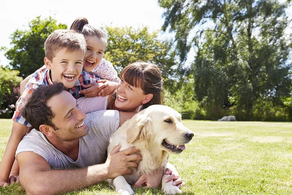 family with dog