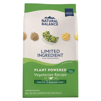 Natural Balance Limited Ingredient Adult Dry Dog Food with Vegan Plant Based Protein and Healthy Grains, Vegetarian Recipe