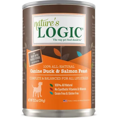 Nature_s Logic Canine Duck &amp; Salmon Feast All Life Stages Grain-Free Canned Dog Food New