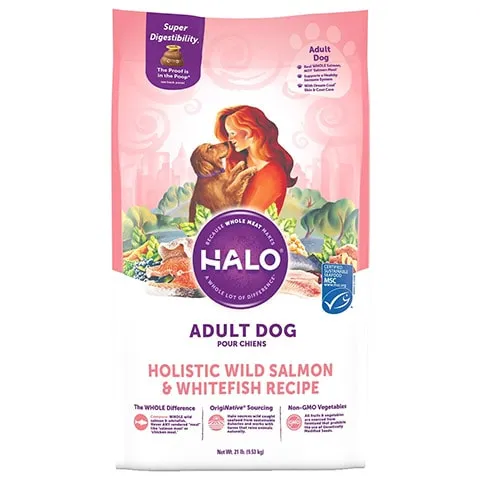Halo Holistic Wild Salmon &amp; Whitefish Dog Food Recipe Adult