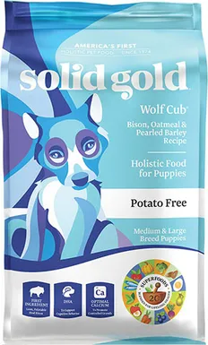 4 Solid Gold Wolf Cub Bison &amp; Oatmeal Puppy Formula Dry Dog Food