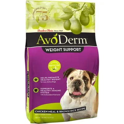 AvoDerm Weight Support Chicken Meal &amp; Brown Rice Recipe Dry Dog Food New