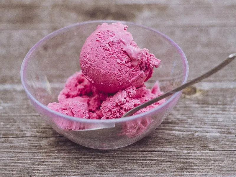 a bowl of sherbet on the table