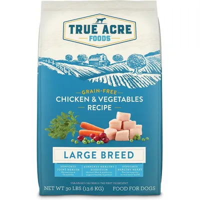 True Acre Foods Large Breed Chicken &amp; Vegetables Recipes Grain-Free Dry Dog Food
