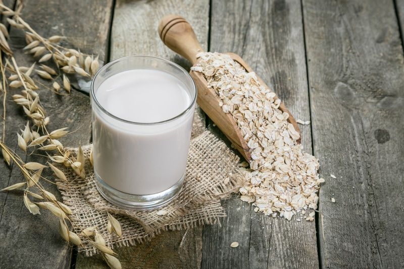oat milk in a glass