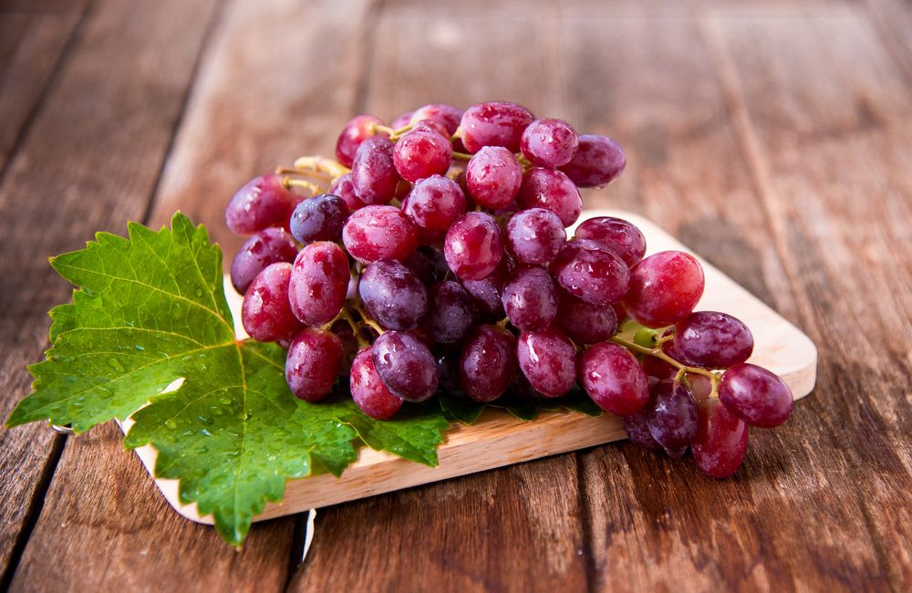 Fresh red grapes on the table