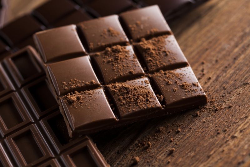 dark chocolate on a wooden table