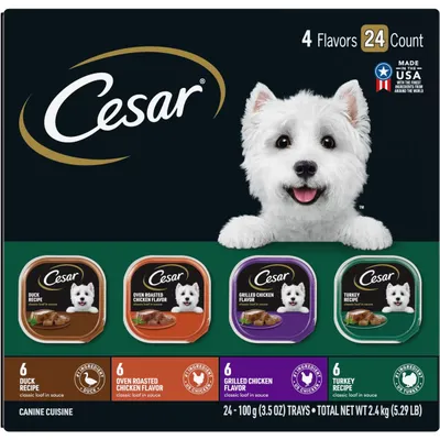 Cesar Poultry Variety Pack with Real Chicken, Turkey & Duck Grain-Free Small Breed Adult Wet Dog Food Trays New