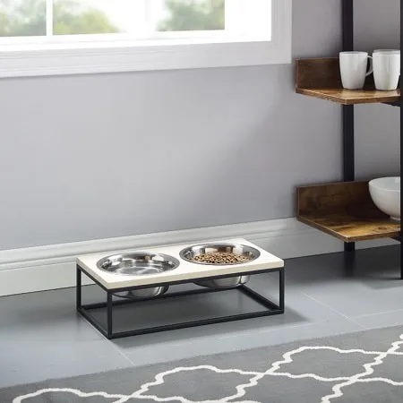 Sam's Pets Dan Single Wood & Stainless Steel Dog Bowl