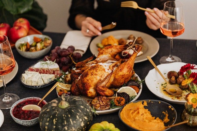 Turkey on christmas dinner table