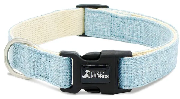 Fuzzy Friends Blue Hemp Dog Collar