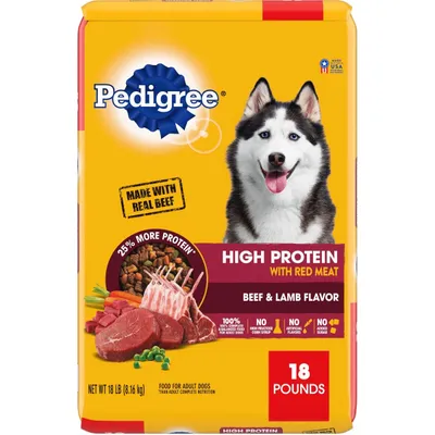 Pedigree High Protein Beef &amp; Lamb Flavor Dog Kibble Adult Dry Dog Food 