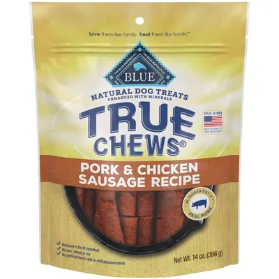 Blue Buffalo True Chews Natural Grain-Free Pork &amp; Chicken Sausage Dog Treats