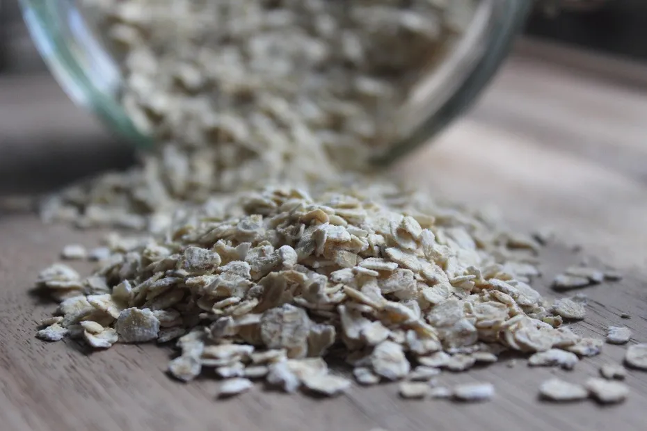 Oatmeal on wooden table