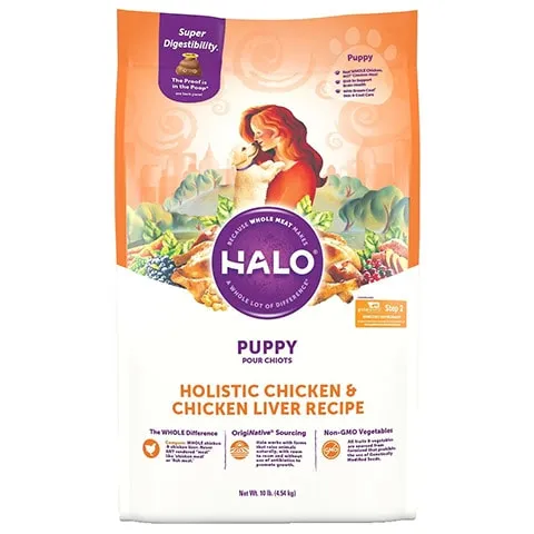 Halo Holistic Chicken &amp; Chicken Liver Puppy Food Recipe Dry Dog Food