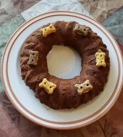 Vanilla and Peanut Butter Doggie Birthday Cake