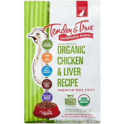 Tender &amp; True Organic Grain-Free Chicken &amp; Liver Recipe Dry Dog Food new