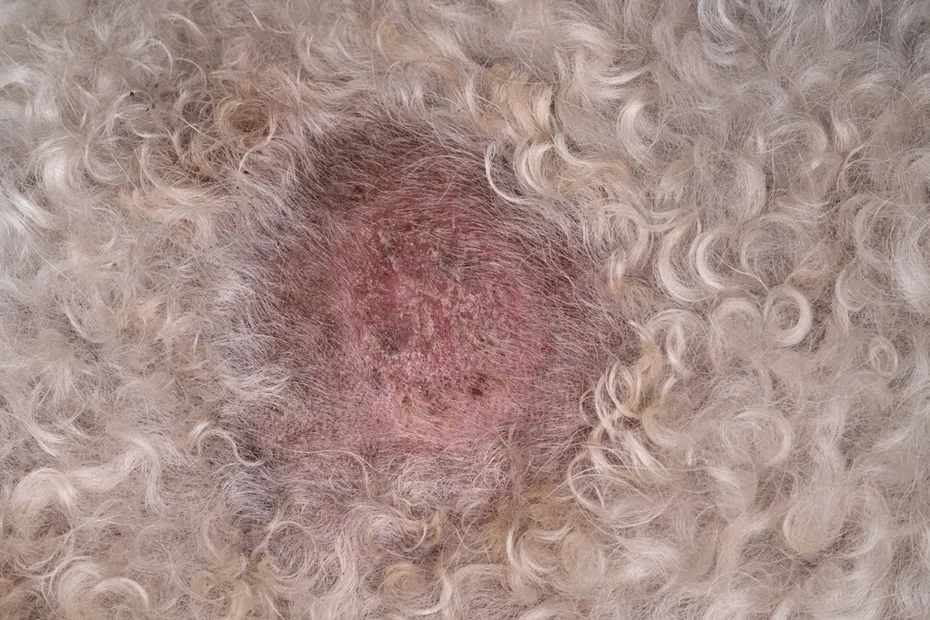 Ringworm lesion in dog