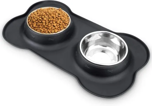 AsFrost Dog Food Bowls Stainless Steel Pet Bowls & Dog Water Bowls with No-Spill and Non-Skid
