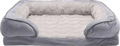 FurHaven Velvet Waves Perfect Comfort Memory Foam Bolster Cat & Dog Bed w_Removable Cover