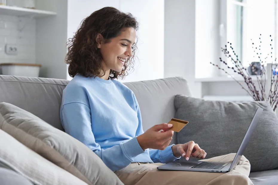 woman buying or donating something online