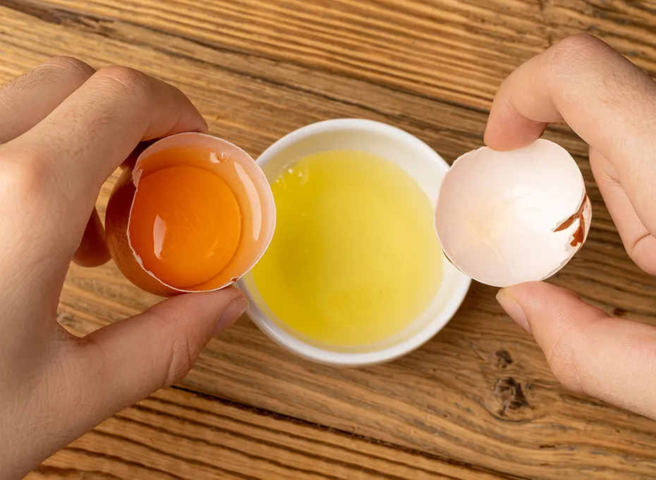 hand separated egg white from yolk