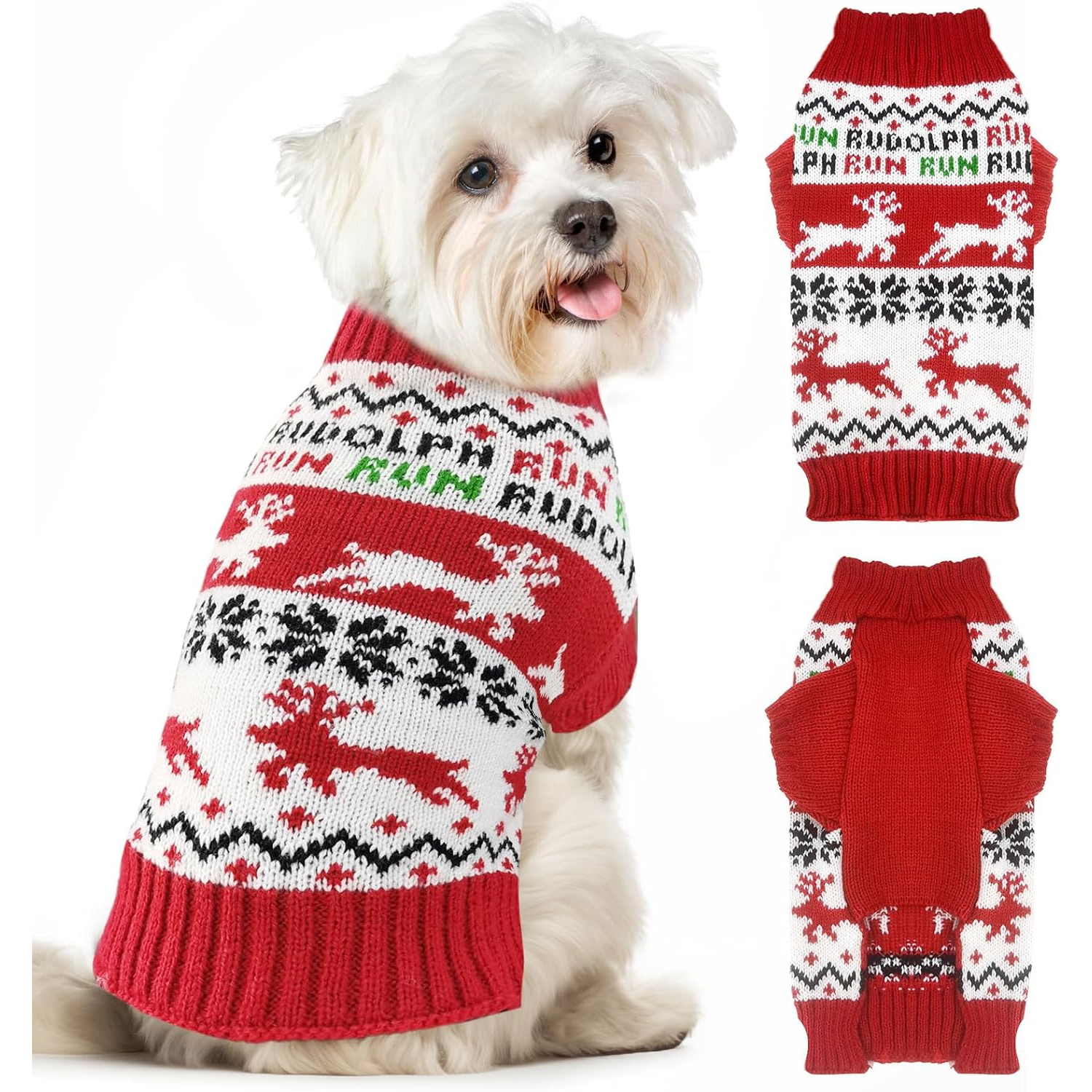 Dog Christmas Red Reindeer Sweater