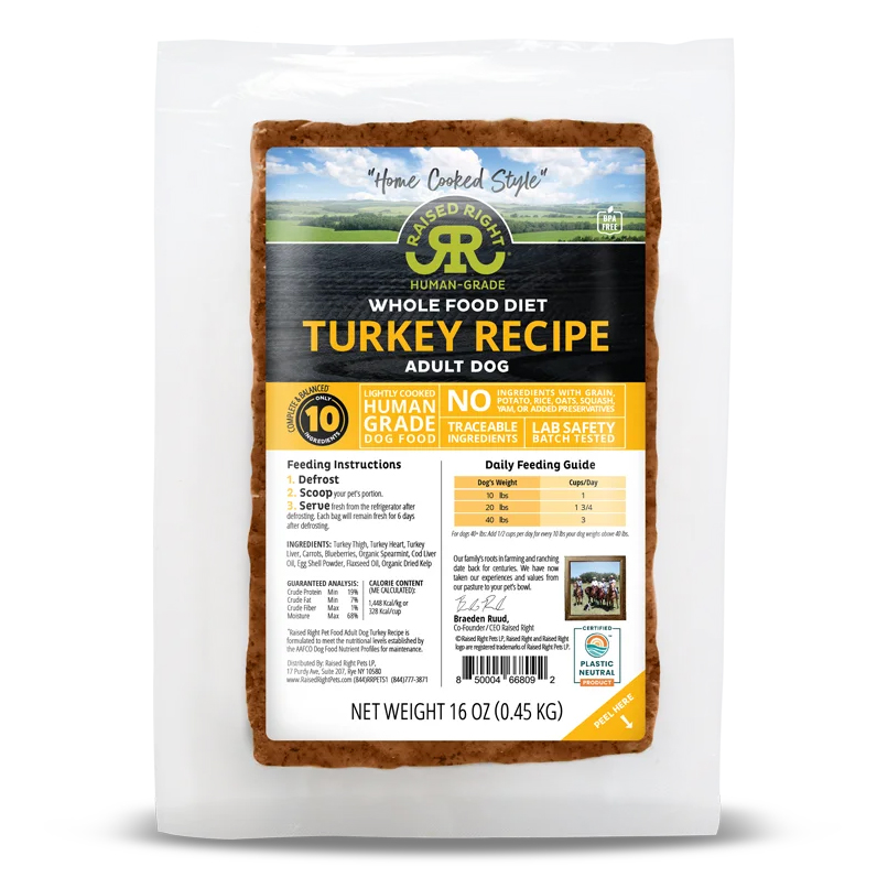 Raised Right Original Turkey Adult Dog Recipe