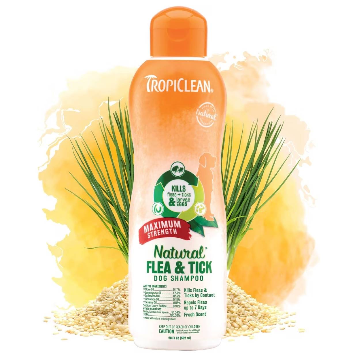 TropiClean Maximum Strength Natural Flea &amp; Tick Dog Shampoo