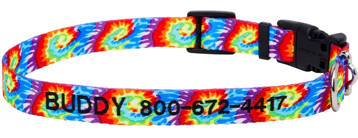 Frisco Tie Dye Swirl Polyester Personalized Dog Collar 