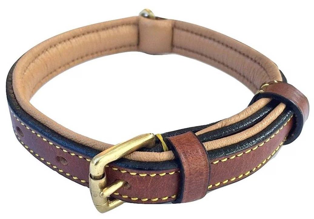 Soft Touch Collars Two-Tone Leather Padded Dog Collar