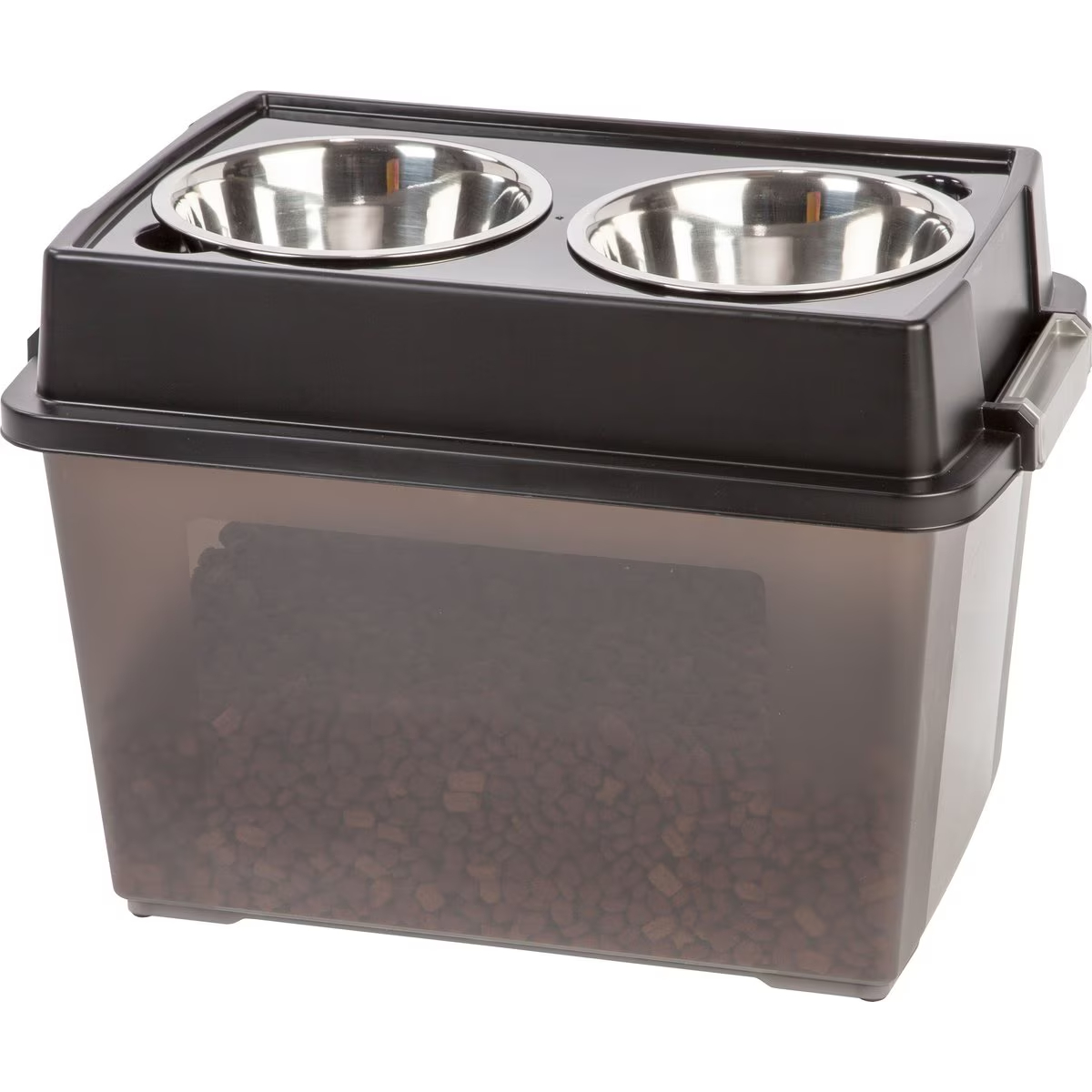 RIS USA WeatherPro Airtight Elevated Pet Feeder with Food Storage Container & Bowls in Lid