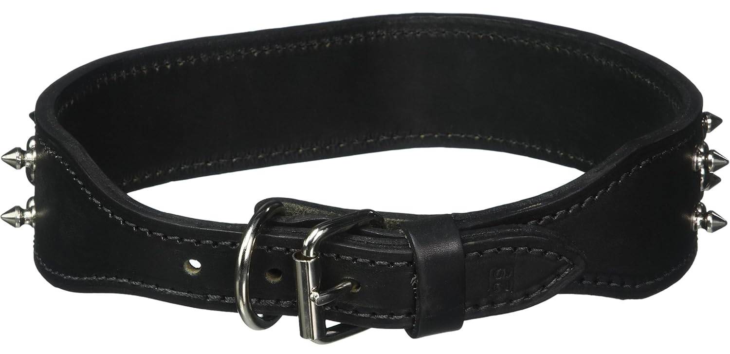 OmniPet Spiked & Studded Latigo Leather Dog Collar