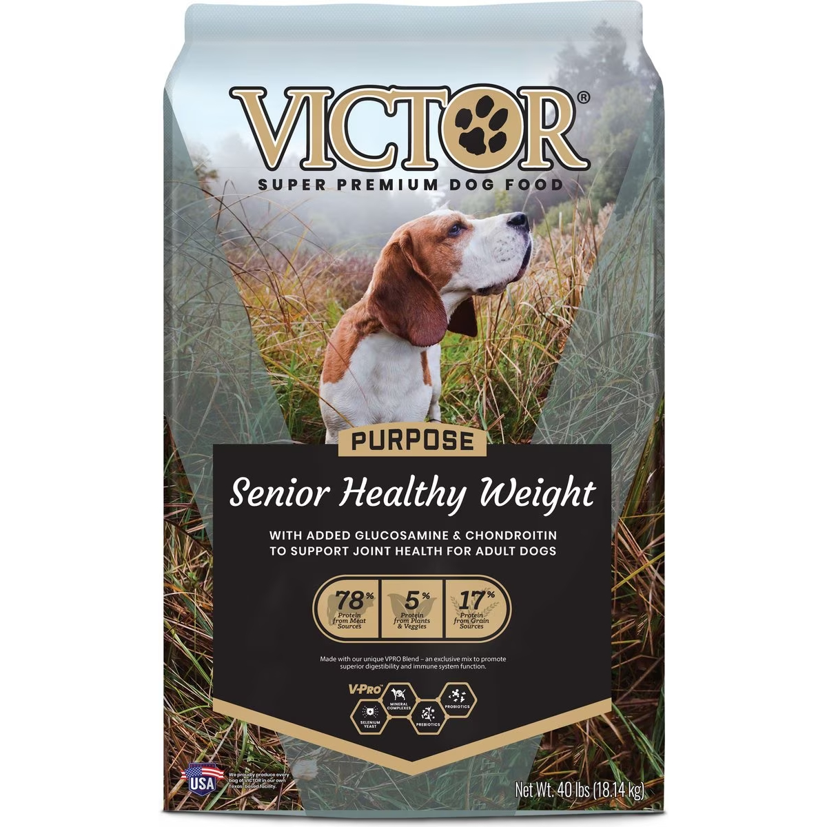VICTOR Purpose Senior Healthy Weight Dry Dog Food New