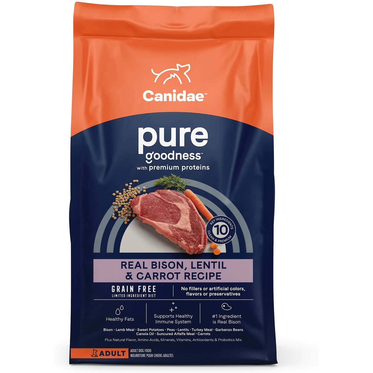 CANIDAE Grain-Free PURE Limited Ingredient Bison, Lentil &amp; Carrot Recipe Dry Dog Food